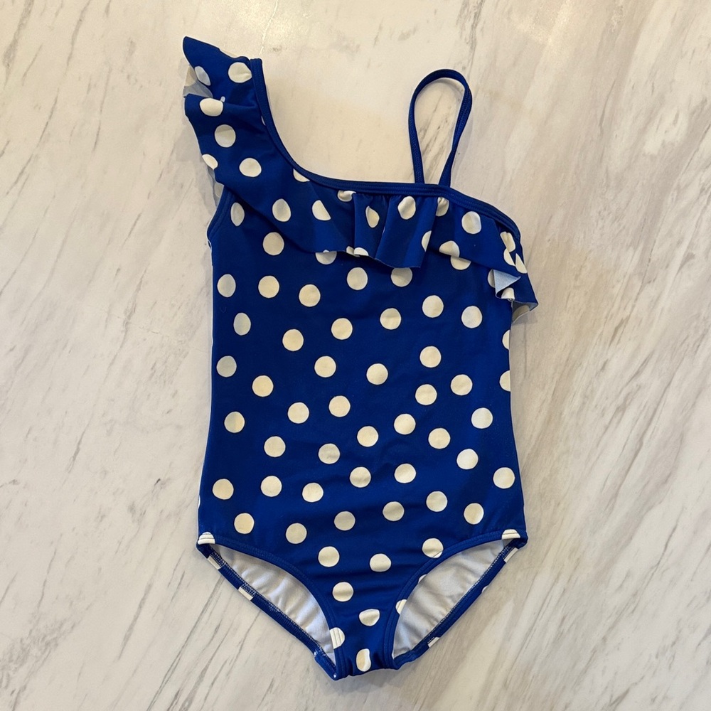 Mini Boden Blue Polka Dot Girls Swimsuit